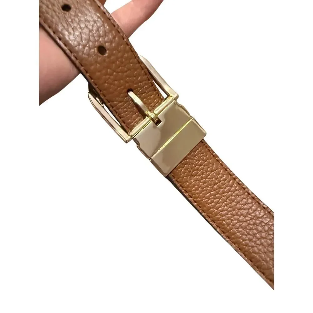Michael Kors Signature Reversible Belt with Gold Toned Buckle